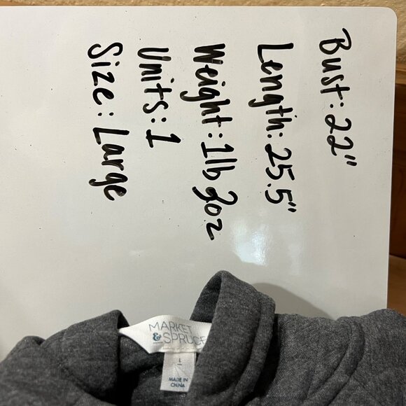 Market & Spruce Quilted Hooded Button-Up Pullover Sweatshirt Gray Size Large NWT - Picture 10 of 10